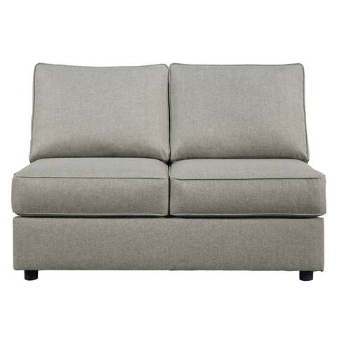 Armless Loveseat with Fabric Upholstery and Box Cushions, Gray