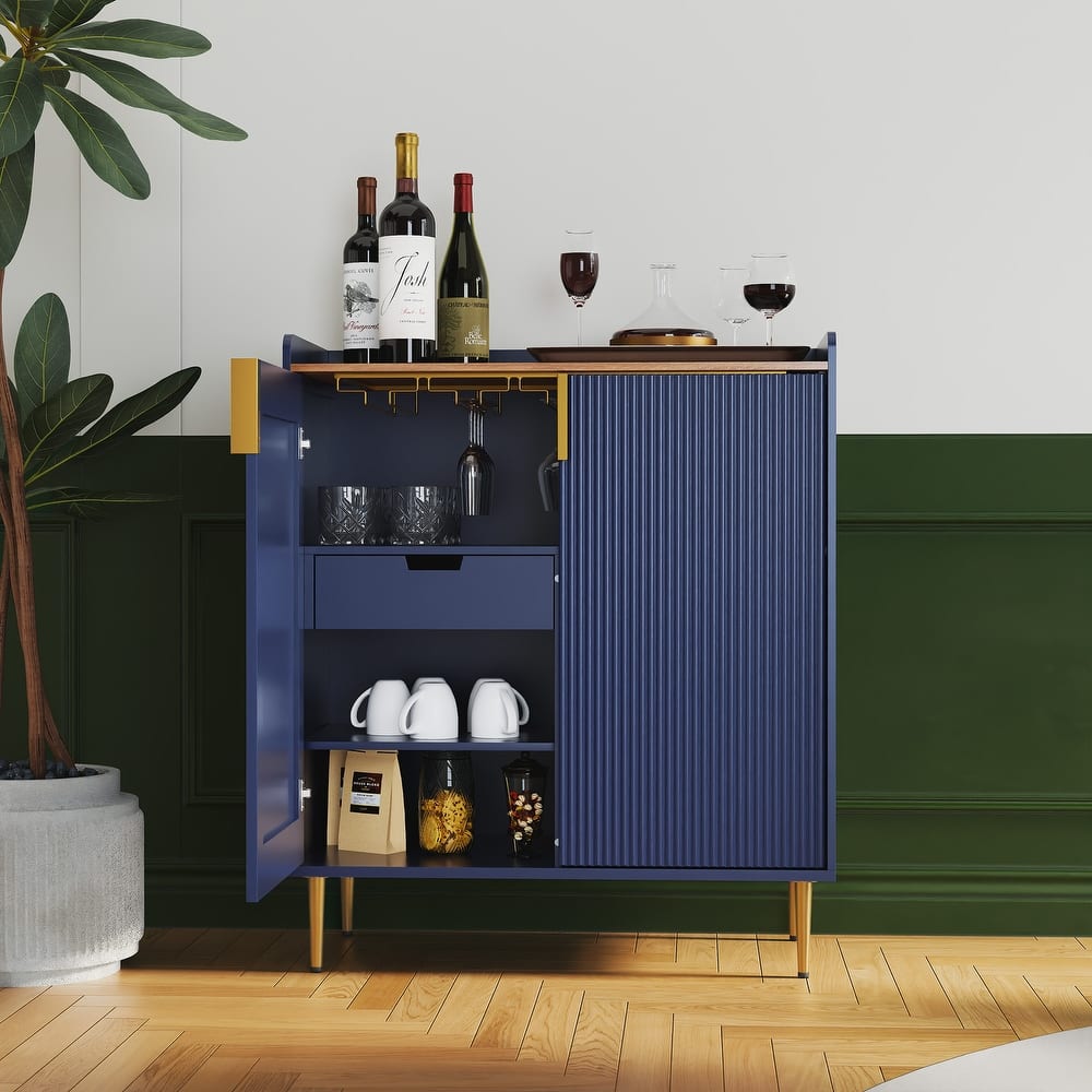 31.6'' Modern Coffee Bar Cabinet with Wine Racks and Storage Drawer