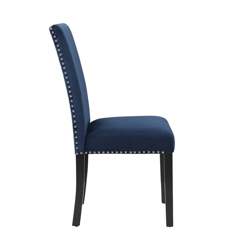 Contemporary Velvet Dining Chair with Nailhead Trim,Set of 2