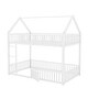 preview thumbnail 7 of 10, Metal Twin over Twin House Bunk Bed with Fence and Door