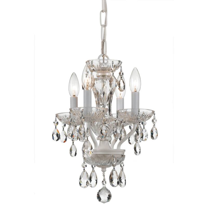 Traditional Italian Crystal 4 Light White Mini Chandelier - 11'' W x 15'' H - 11'' W x 15'' H