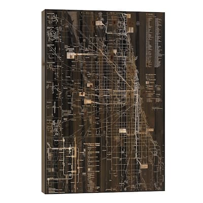 Modern Art - Chicago Transit Negative Print On Wood by 5by5collective - Multi-Color
