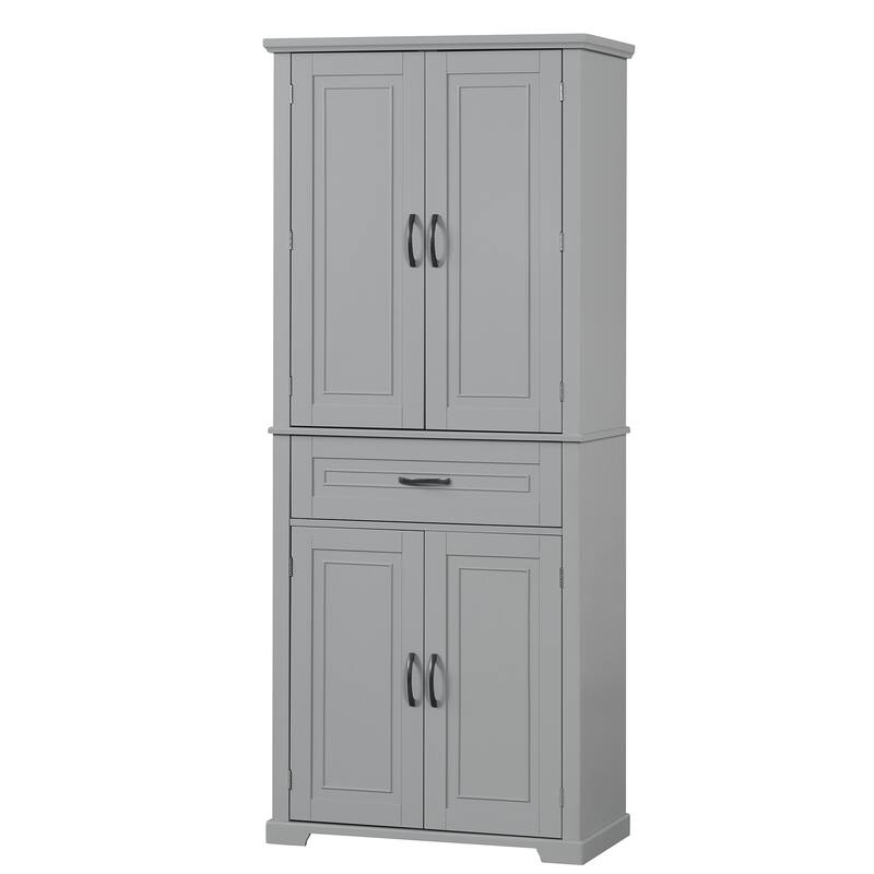 Tall Bathroom Storage Cabinet with Drawer and Adjustable Shelf, Waterproof Pantry Cabinet with Door Racks