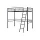 preview thumbnail 8 of 7, Black Twin Size Steel Loft Bed with Guardrails & Ladder