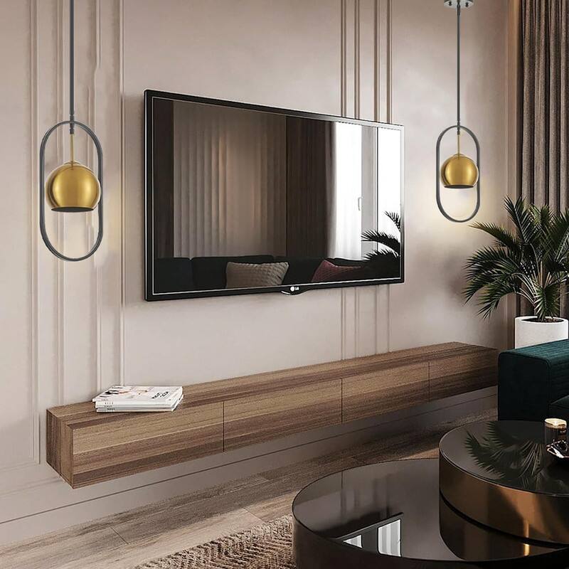 1 Light small globe black, gold pendant light metal hanging light - N/A