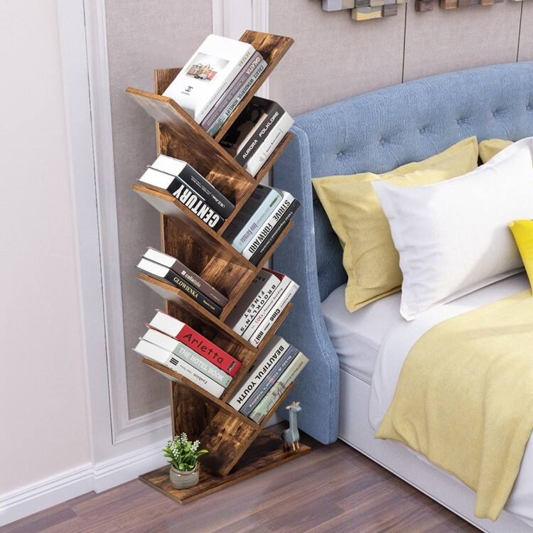 8-Tier Tree Bookshelf for Living Room with Large Storage and Stability - 20" L x 11" W x 55" H
