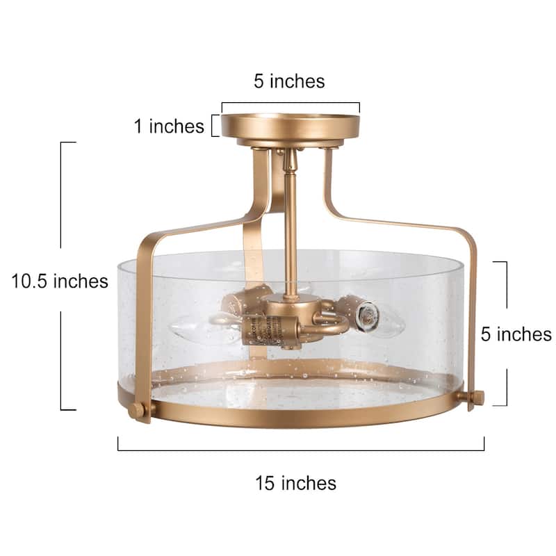 Modern Farmhouse 3/4-Light Glass Semi-flush Mount Drum Ceiling Light