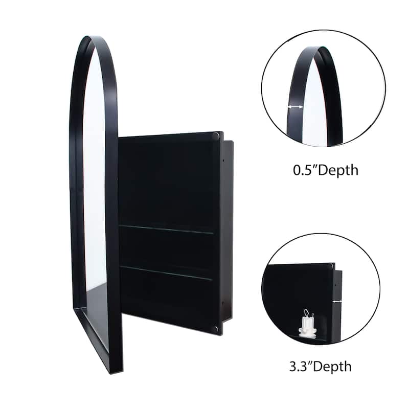 Recessed Metal Framed Medicine Cabinet with Mirror