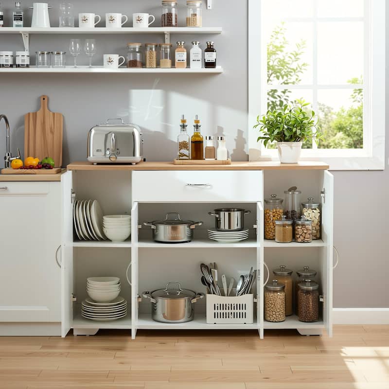 Homy Casa Kitchen Storage Cabinet with Drawer & 4 Doors - N/A