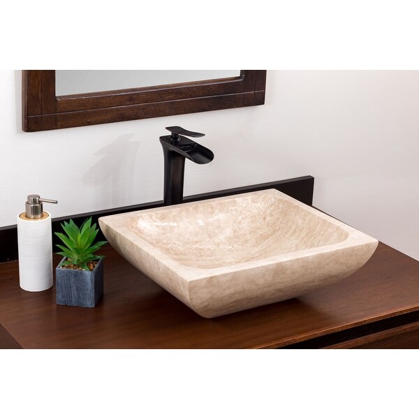 Natural Stone Vessel Bathroom Sink - Rectangular Stone Sink