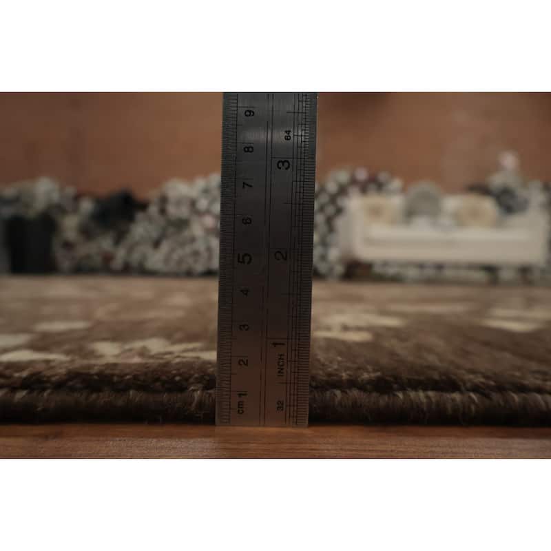 Hand Knotted Oriental 100% Wool Carpet Modern All-Over Brown Art & Craft Area Rug - 8' 1'' X 5' 7''