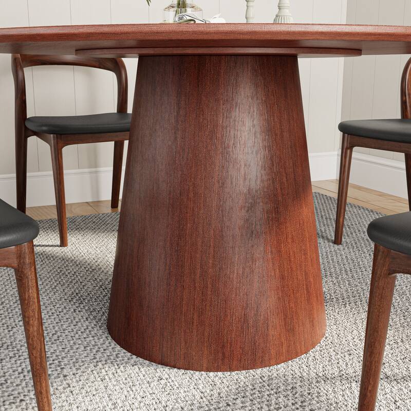 Wooden Round Dining Table for 4-6 Farmhouse