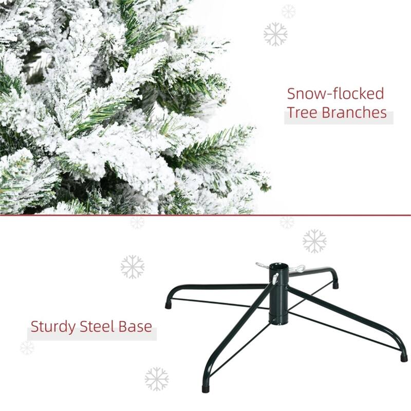 Green-White PVC Steel Snow Flocked Pine Christmas Tree with Stand