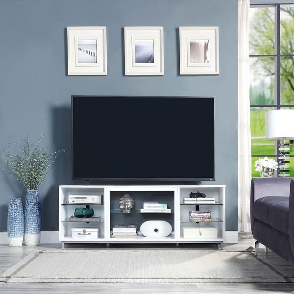 slide 2 of 10, Manhattan Comfort Brighton 60 In. Wire Management Media Cabinet Console White