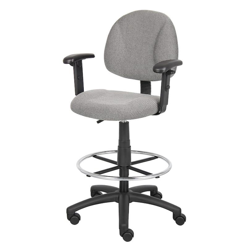 Boss Contoured Comfort Drafting Chair with Arms - Grey