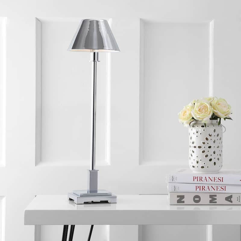 Lafayette 26" Metal Shade LED Table Lamp, Brushed Brass by JONATHAN Y