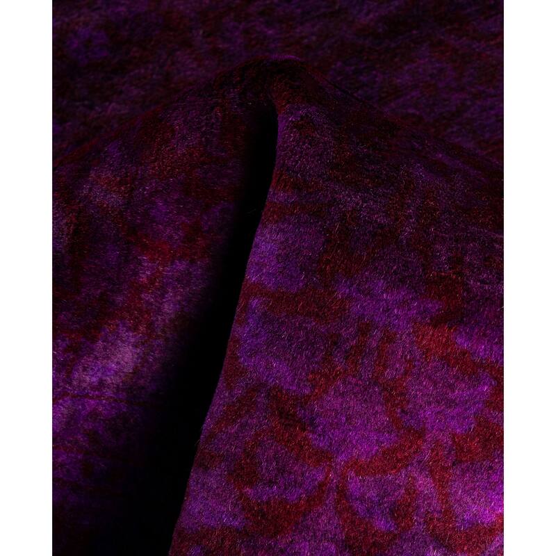 Overdyed One-of-a-Kind Hand-Knotted Area Rug - Purple - 2' 7" x 18' 3"