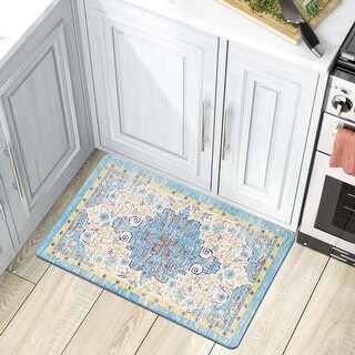 Kitchen Floor Mat 20 x 48 Inch Damask Victorian Floral Composition Slip Resistant Area Rugs Kitchen Floor Mat 20 x 48 Inch Damask Victorian Floral Composition Slip Resistant Area Rugs