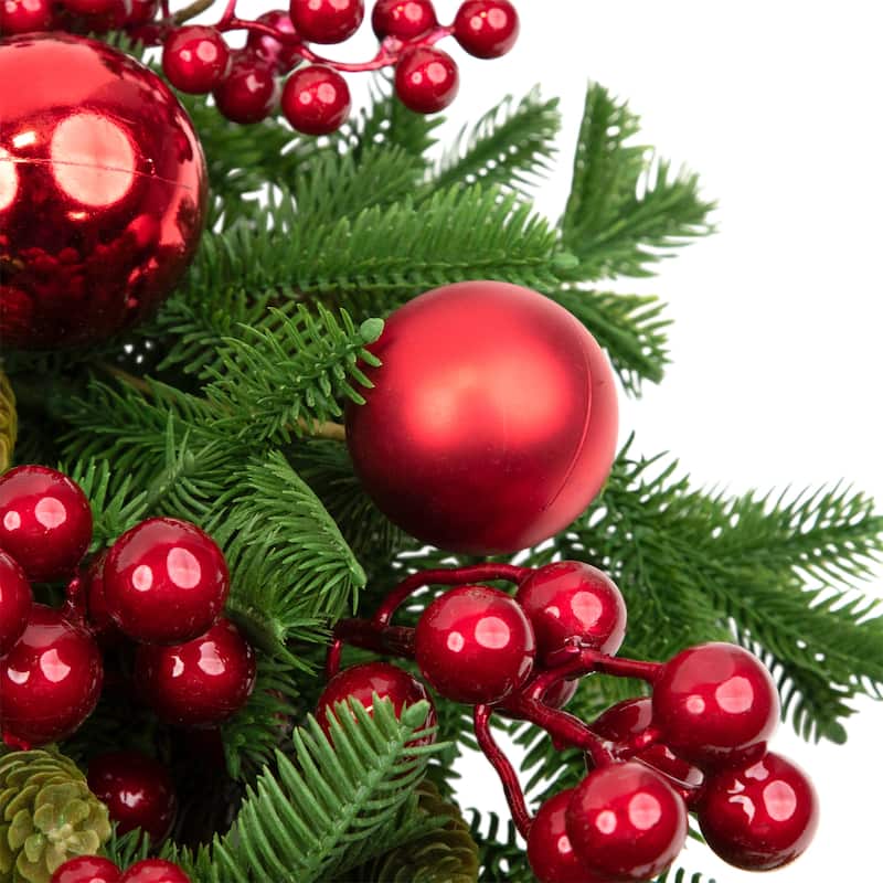 Pine with Ornaments and Berries Artificial Christmas Wreath - 24" - Unlit
