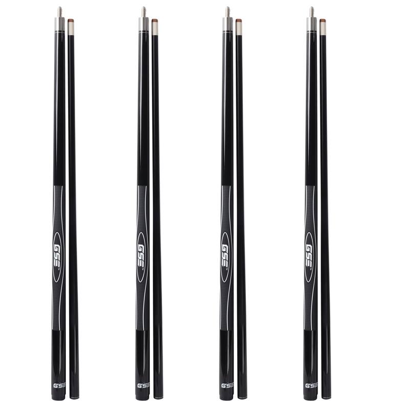 GSE™ Set of 4 Fiberglass Graphite Composite Billiard Pool Cue Sticks. 58" 2-Piece Pool Cue Set for House or Commercial Use - Black