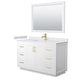 preview thumbnail 79 of 98, Miranda Single Vanity Set, Cultured Marble Top, 46-Inch Mirror 54-Inch Single - White, Gold Trim, White Cultured Marble Top