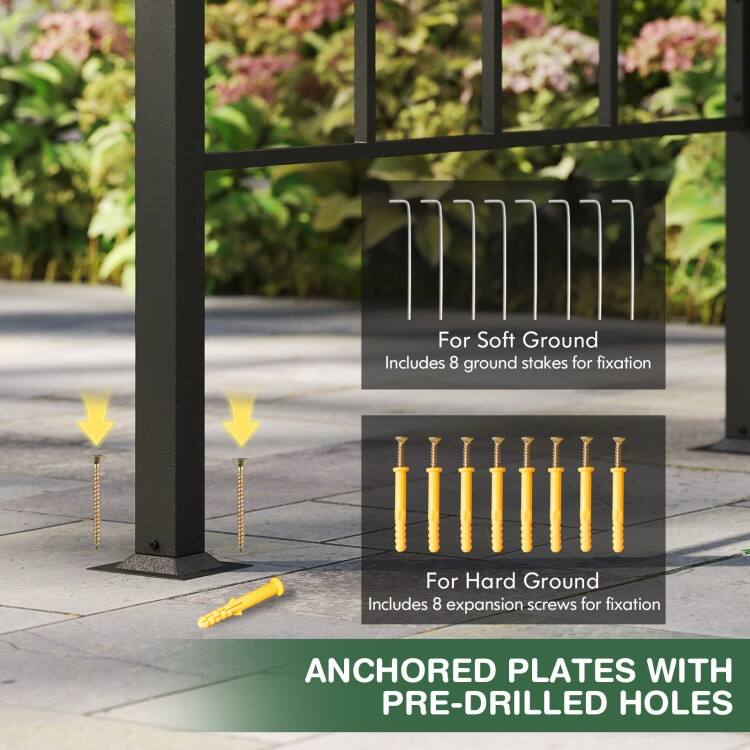 Black Polycarbonate Metal Grill Gazebo with Shelves and Hooks - 96 x 60 x 91.2 in.