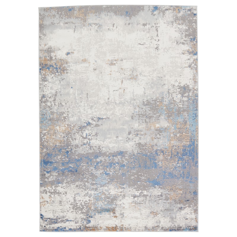 Ridley Abstract Gray/ Blue Area Rug - 9'6"X13' - Runner/Rectangle