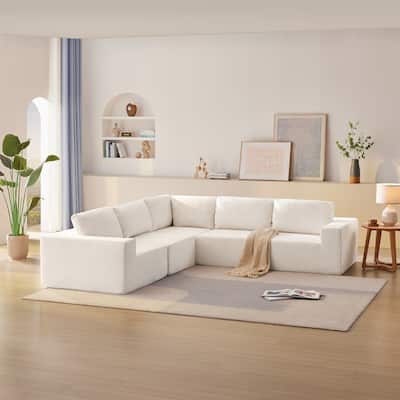 5 Pieces Sectional Sofa Set, Modular Sectional Sofa Convertible Sleeper Sofa Bed for Living Room, Free Combination Floor Couch