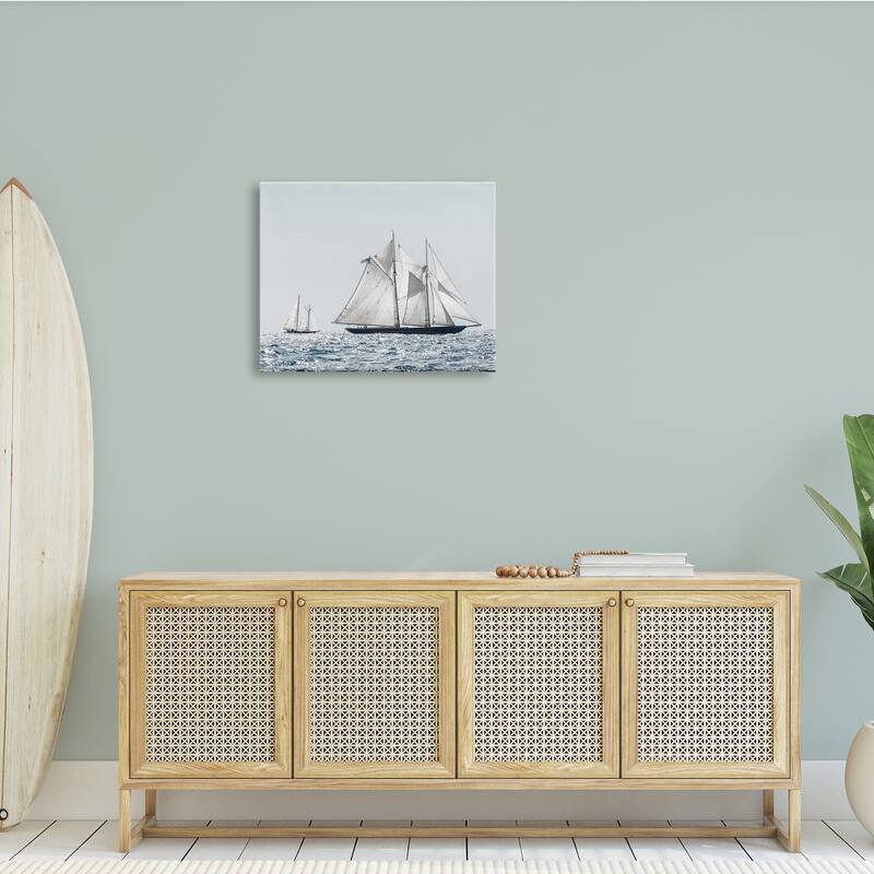 Stupell Traditional Sailboat Vessel Boat on Water Photography Canvas Wall Art - White