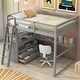 preview thumbnail 14 of 24, Full Size Loft Bed with Desk, Shelves, and Two Built-in Drawers Grey