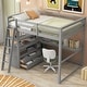 preview thumbnail 1 of 30, Loft Bed with Desk and Shelves, Two Built-in Drawers Full - Gray