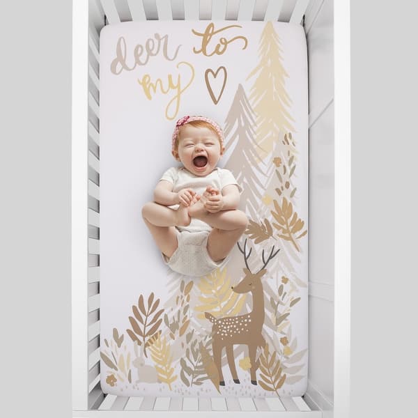 slide 2 of 3, NoJo Deer To My Heart Cotton Photo Op Fitted Crib Sheet