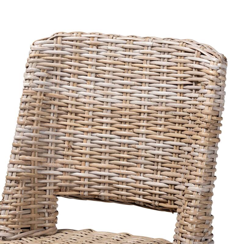 Magy Bohemian Natural Rattan/ Mahogany Wood Dining Chair