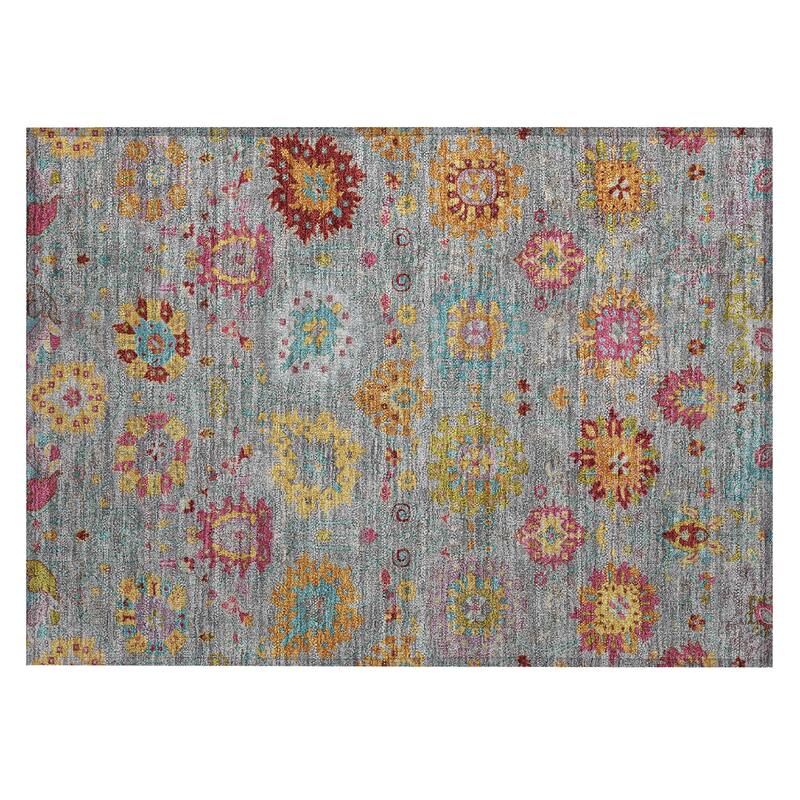Machine Washable Indoor/ Outdoor Traditional Kashan Chantille Rug