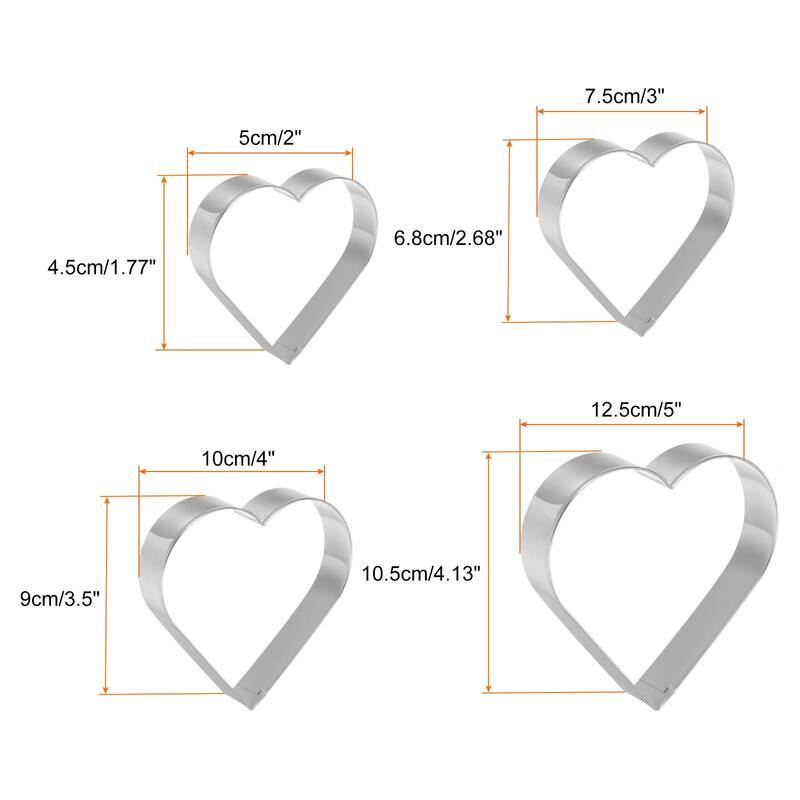 Cookie Cutter Set Assorted Sizes Rose Flower Petal Cookie Cutters Molding for Pastry Fondant Cake Cookie - Silver - Heart