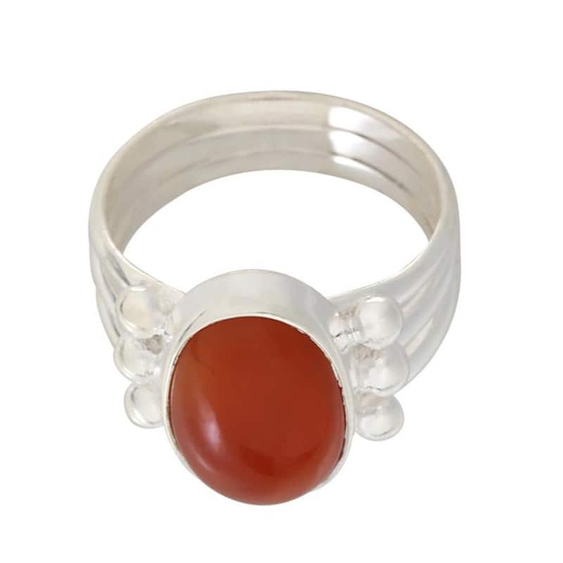 925 Sterling Silver Carnelian Solitaire Ring