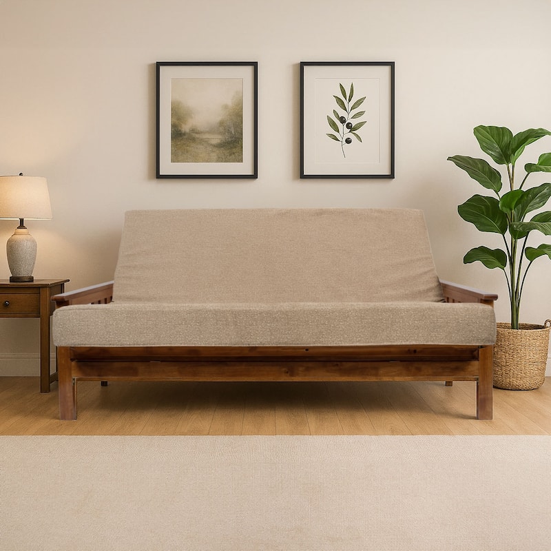 Memory Foam Infused Futon Mattress Full XL - Washable Removable Cover, Thick Foldable Sofa Bed Cushion (Frame NOT Included)