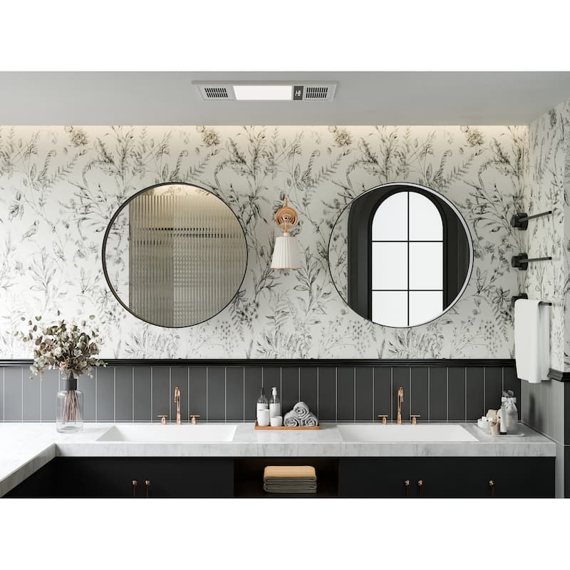 23.6 Inch Surface Mount Round Medicine Cabinet with Mirror and Adjustable Shelves Black Wall Mirror with Storage for Bathroom