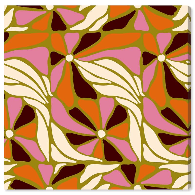 Wynwood Studio Canvas Abstract Pop Culture Floral Pattern Orange and Pumpkin Modern & Contemporary Wall Art Canvas Print