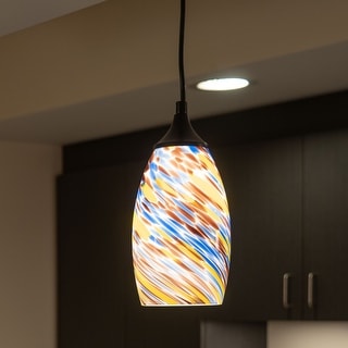Milano Mini Pendant Ceiling Light Multi Color Swirl Art Glass