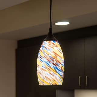 Milano Mini Pendant Ceiling Light Multi Color Swirl Art Glass