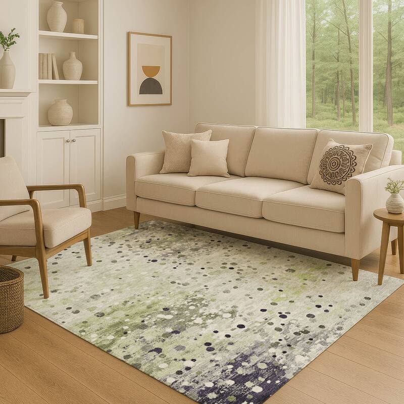 Premium Washable Super Soft Abstract Drip Mayfield Rug - Aloe - 5' x 7'6"