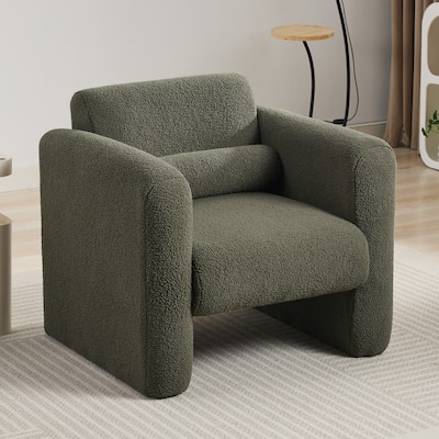 Teddy Fabric Arm Chairs Upholstered Accent Chair with Lumbar Pillow, Low Club Chairs Corner Chairs for Living Room Lounge Chairs