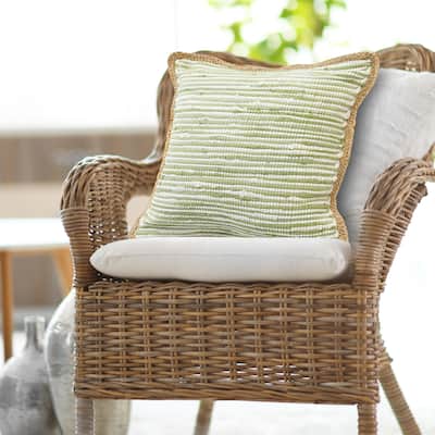Sevita Striped Jute Bordered Throw Pillow