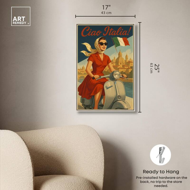 Scooter Italian Travel Canvas by Art Remedy