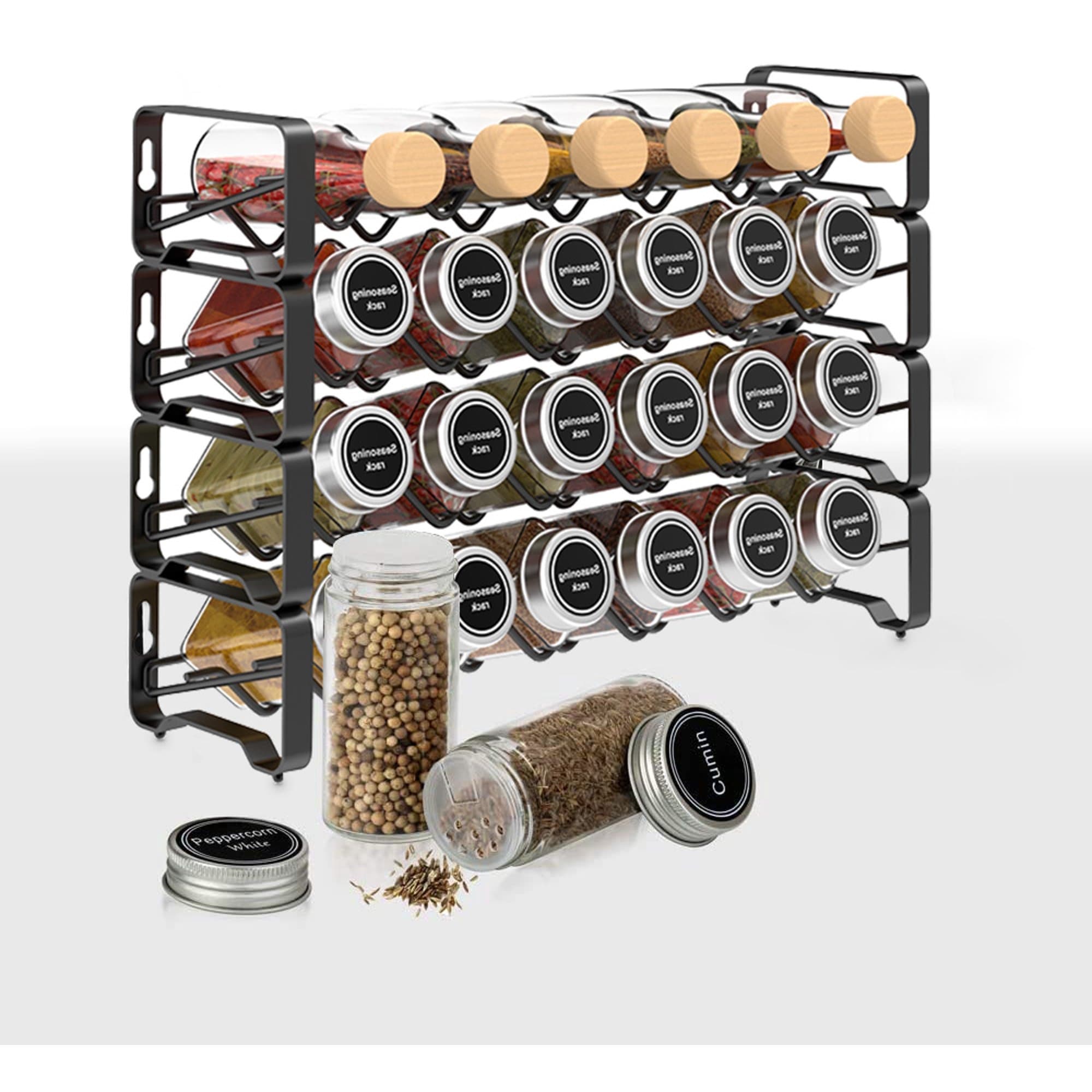 Spice rack outlet square jars