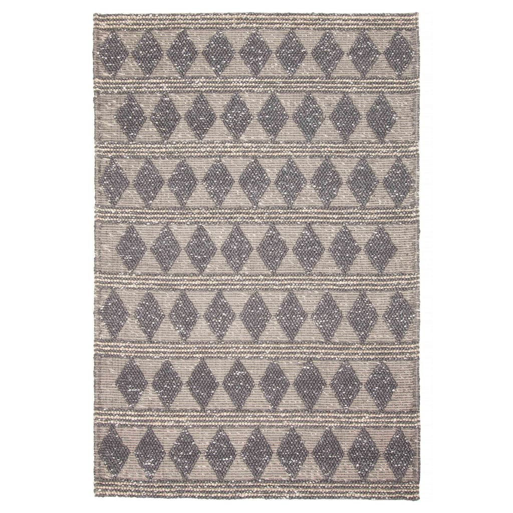 ECARPETGALLERY Braid weave Sienna Grey Wool Rug - 6'0 x 8'11