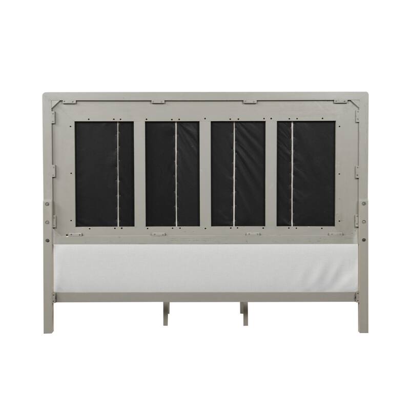 Upholstered Eastern King Bed with Channel Padded Headboard in Oak
