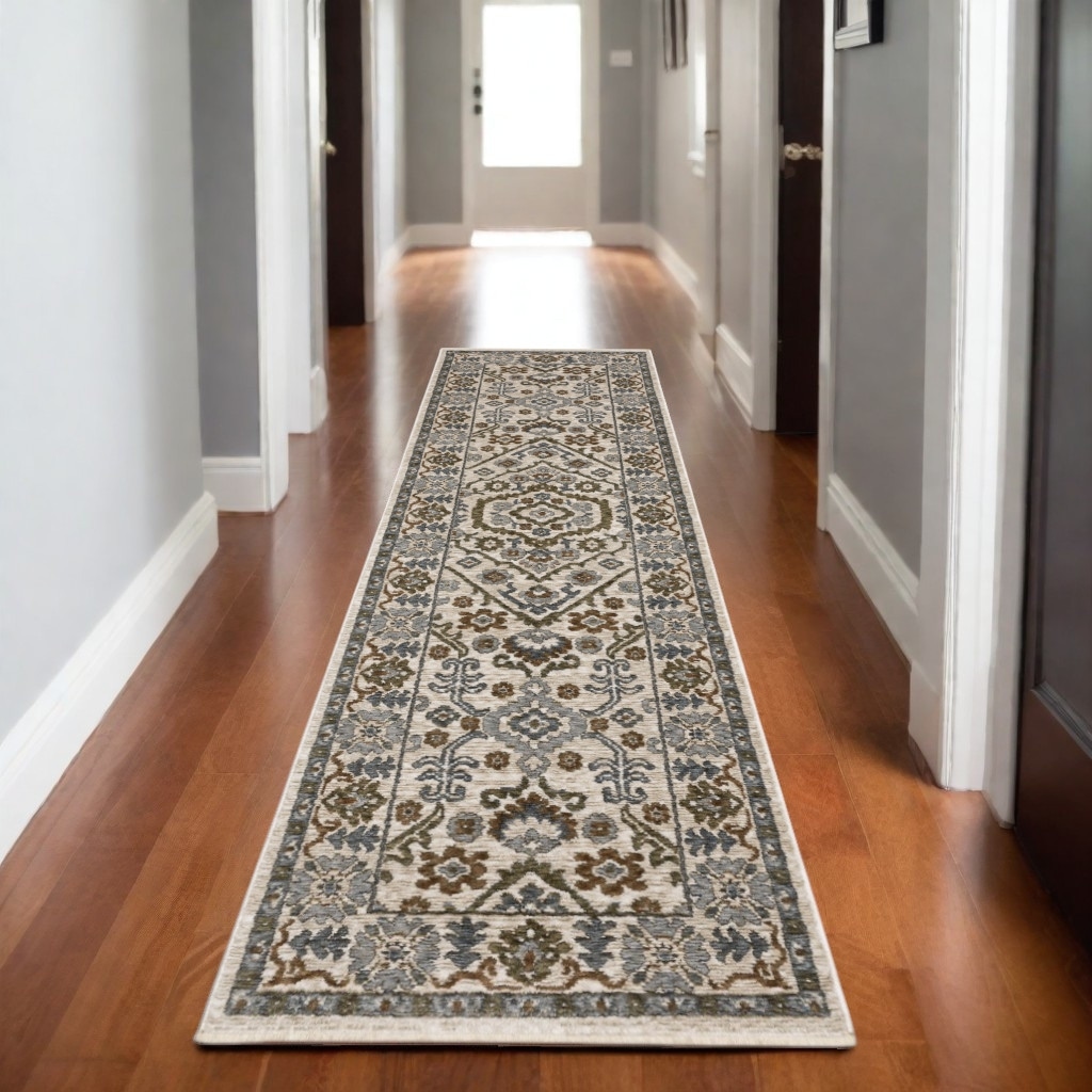 HomeRoots Hopu Floral Traditional Runner Area Rug