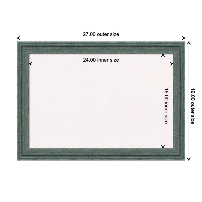 Upcycled Wood Framed White Corkboard Bulletin Board - Upcycled Teal Grey - Board Size 24x16